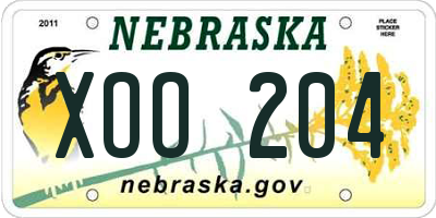 NE license plate XOO204