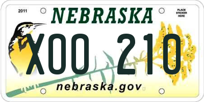 NE license plate XOO210