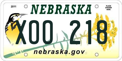 NE license plate XOO218