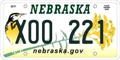 NE license plate XOO221