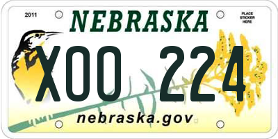 NE license plate XOO224