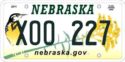 NE license plate XOO227