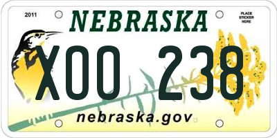 NE license plate XOO238