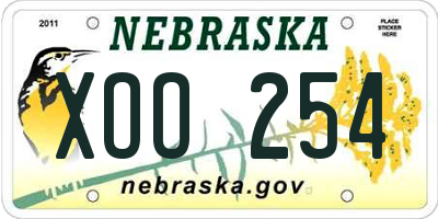 NE license plate XOO254