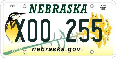 NE license plate XOO255