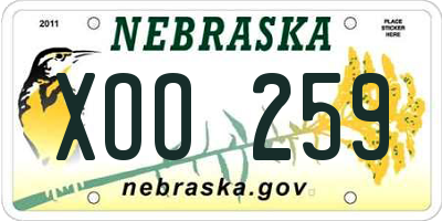NE license plate XOO259