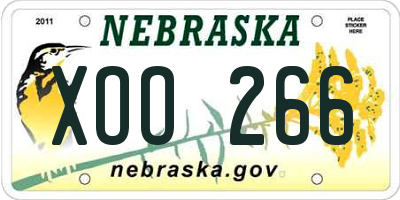 NE license plate XOO266