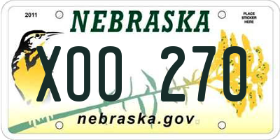 NE license plate XOO270