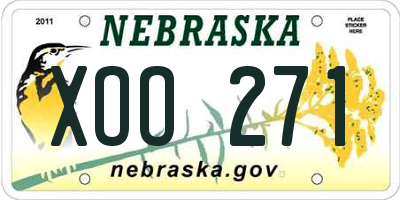 NE license plate XOO271