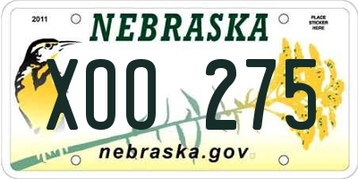 NE license plate XOO275