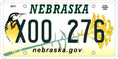 NE license plate XOO276