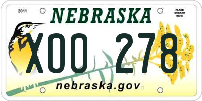 NE license plate XOO278