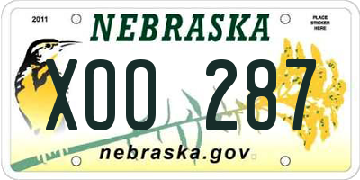 NE license plate XOO287