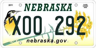 NE license plate XOO292