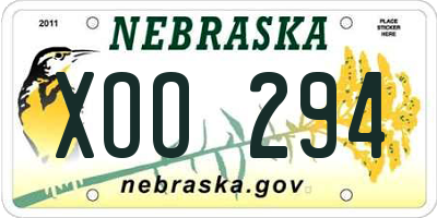 NE license plate XOO294