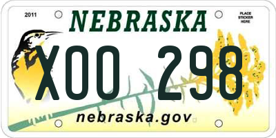 NE license plate XOO298
