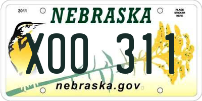NE license plate XOO311