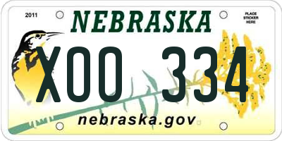 NE license plate XOO334