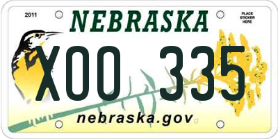 NE license plate XOO335