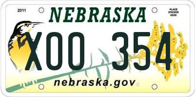 NE license plate XOO354