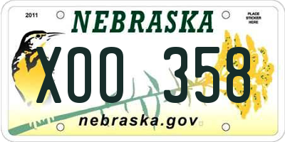 NE license plate XOO358