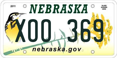 NE license plate XOO369