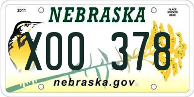NE license plate XOO378