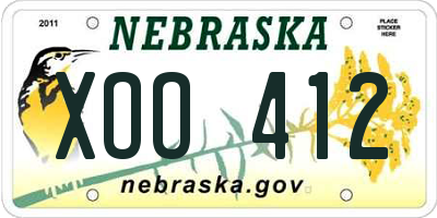 NE license plate XOO412