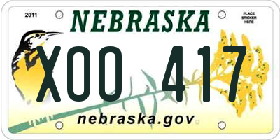 NE license plate XOO417