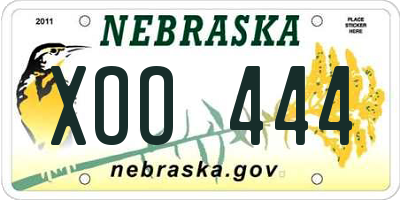 NE license plate XOO444