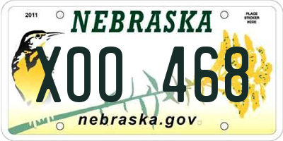 NE license plate XOO468