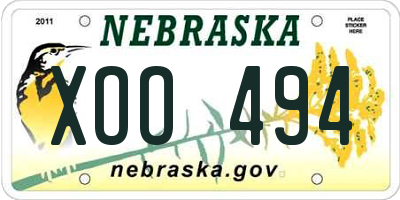 NE license plate XOO494