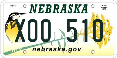 NE license plate XOO510
