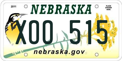 NE license plate XOO515