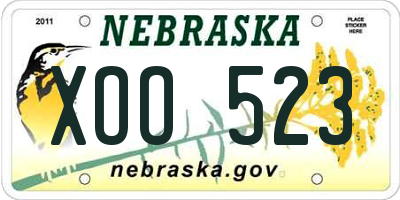 NE license plate XOO523