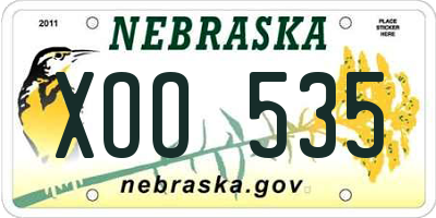 NE license plate XOO535