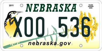 NE license plate XOO536