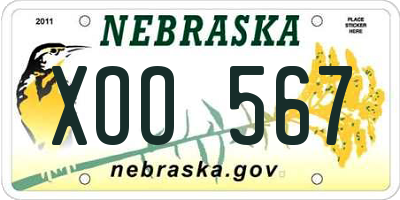 NE license plate XOO567