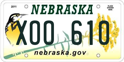NE license plate XOO610