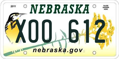 NE license plate XOO612