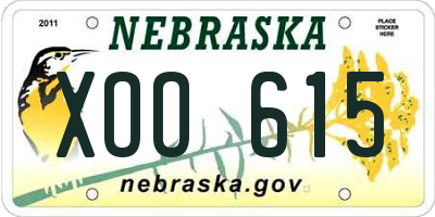 NE license plate XOO615