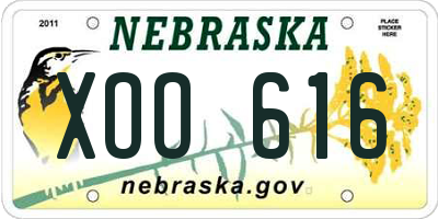 NE license plate XOO616
