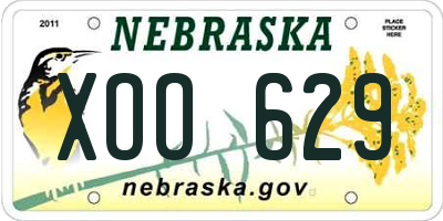 NE license plate XOO629