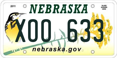 NE license plate XOO633