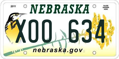 NE license plate XOO634