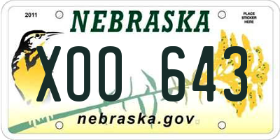 NE license plate XOO643