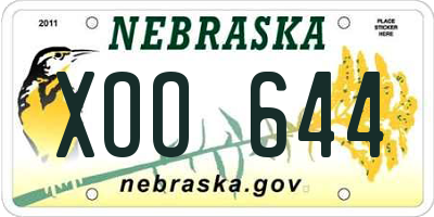 NE license plate XOO644