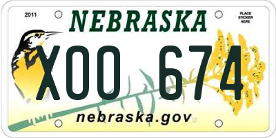 NE license plate XOO674