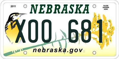 NE license plate XOO681