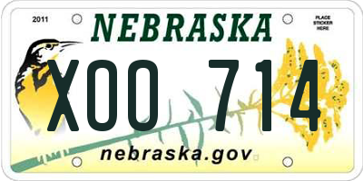 NE license plate XOO714